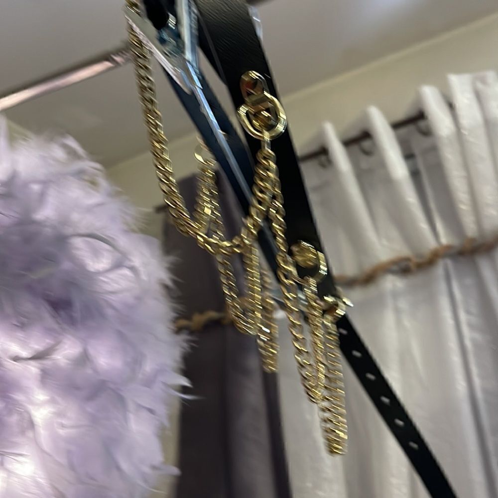 Xl/xxl unisex cosplay goth punk rock black gold metal chain belly hoop link belt - Picture 6 of 8